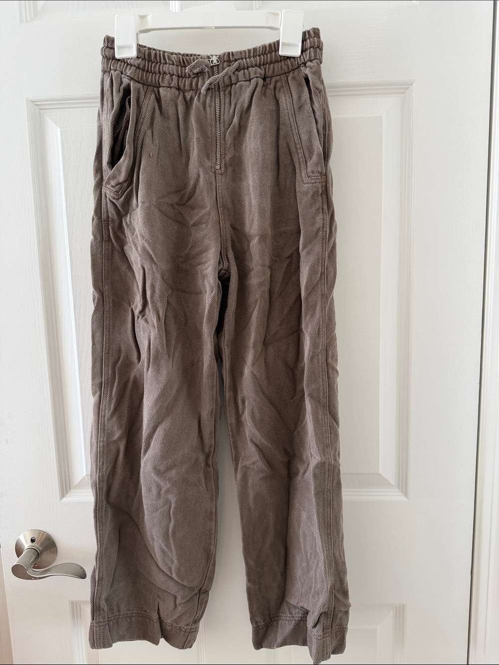Zara Kids Corduroy Zip Front Pants in Taupe Brown